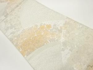 花々に紗綾形・亀甲模様織出し袋帯